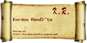 Kordos Renáta névjegykártya